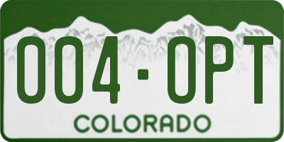 CO license plate 004OPT