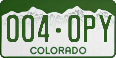 CO license plate 004OPY