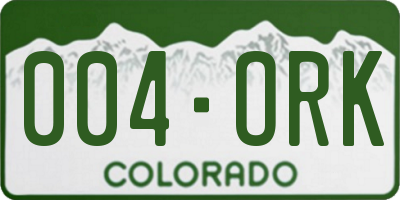 CO license plate 004ORK