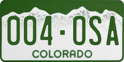 CO license plate 004OSA