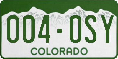 CO license plate 004OSY