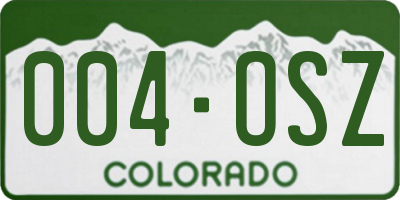 CO license plate 004OSZ
