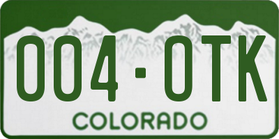 CO license plate 004OTK