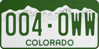 CO license plate 004OWW