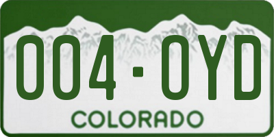 CO license plate 004OYD