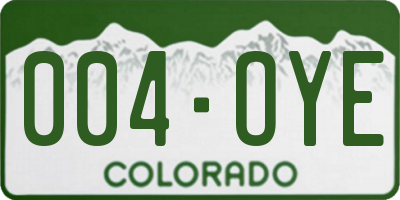 CO license plate 004OYE