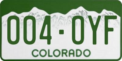 CO license plate 004OYF