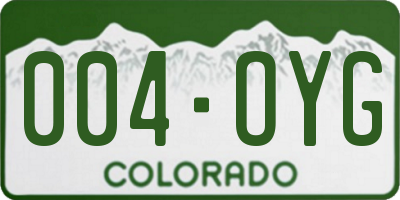 CO license plate 004OYG