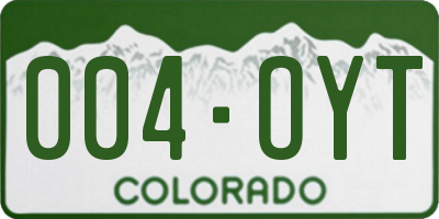 CO license plate 004OYT