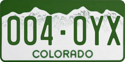 CO license plate 004OYX