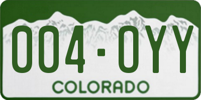 CO license plate 004OYY