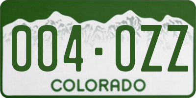 CO license plate 004OZZ