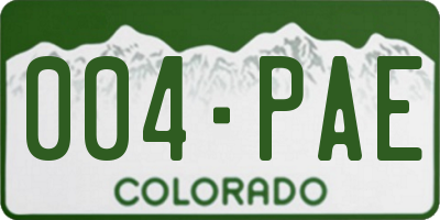 CO license plate 004PAE