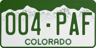CO license plate 004PAF