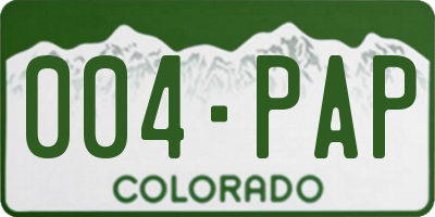 CO license plate 004PAP