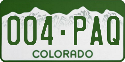 CO license plate 004PAQ
