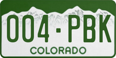 CO license plate 004PBK