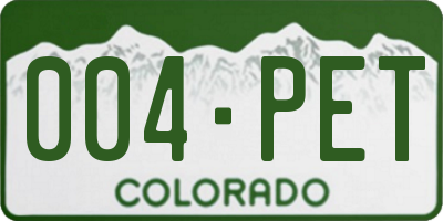 CO license plate 004PET