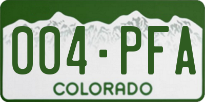 CO license plate 004PFA