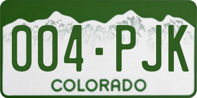 CO license plate 004PJK