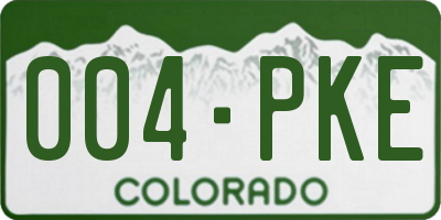 CO license plate 004PKE