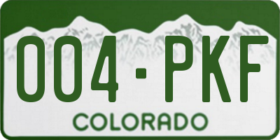 CO license plate 004PKF