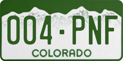 CO license plate 004PNF