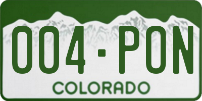 CO license plate 004PON