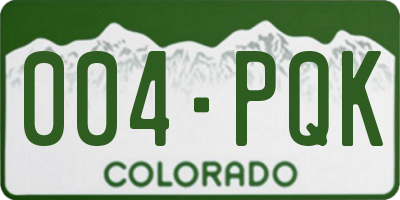 CO license plate 004PQK
