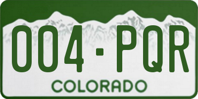 CO license plate 004PQR