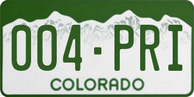 CO license plate 004PRI