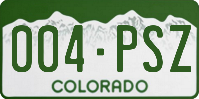 CO license plate 004PSZ