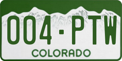 CO license plate 004PTW