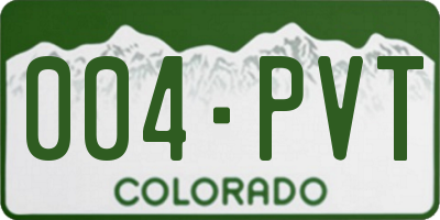 CO license plate 004PVT