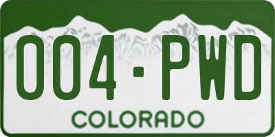 CO license plate 004PWD