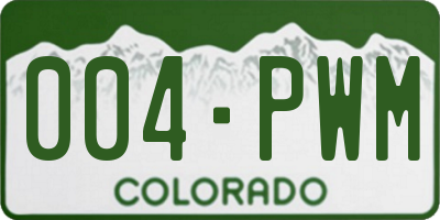CO license plate 004PWM