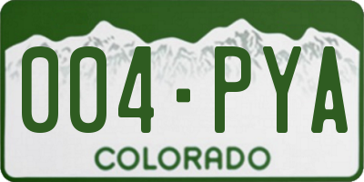 CO license plate 004PYA