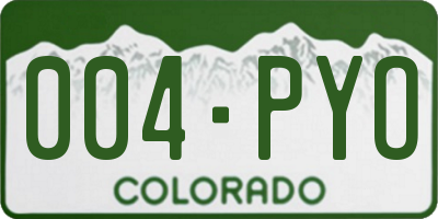 CO license plate 004PYO