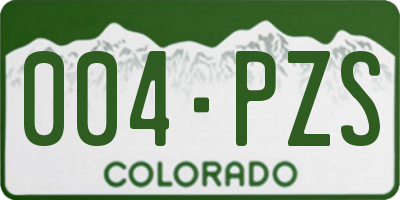 CO license plate 004PZS