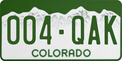 CO license plate 004QAK