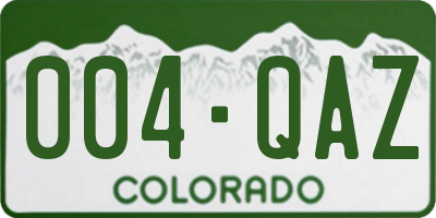 CO license plate 004QAZ