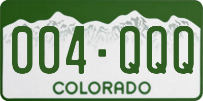 CO license plate 004QQQ