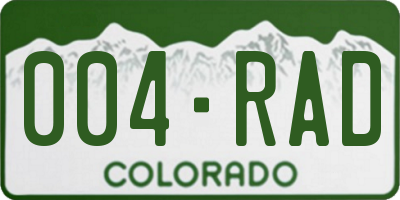 CO license plate 004RAD