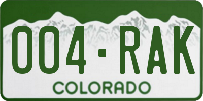CO license plate 004RAK