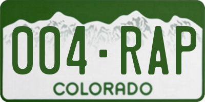 CO license plate 004RAP