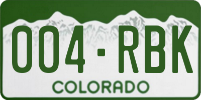 CO license plate 004RBK