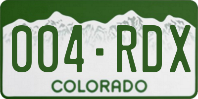CO license plate 004RDX
