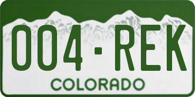 CO license plate 004REK