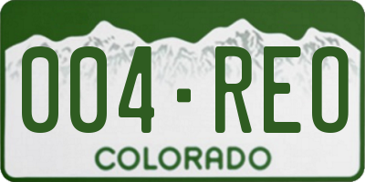 CO license plate 004REO