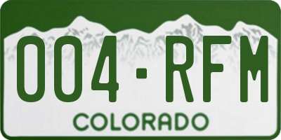 CO license plate 004RFM